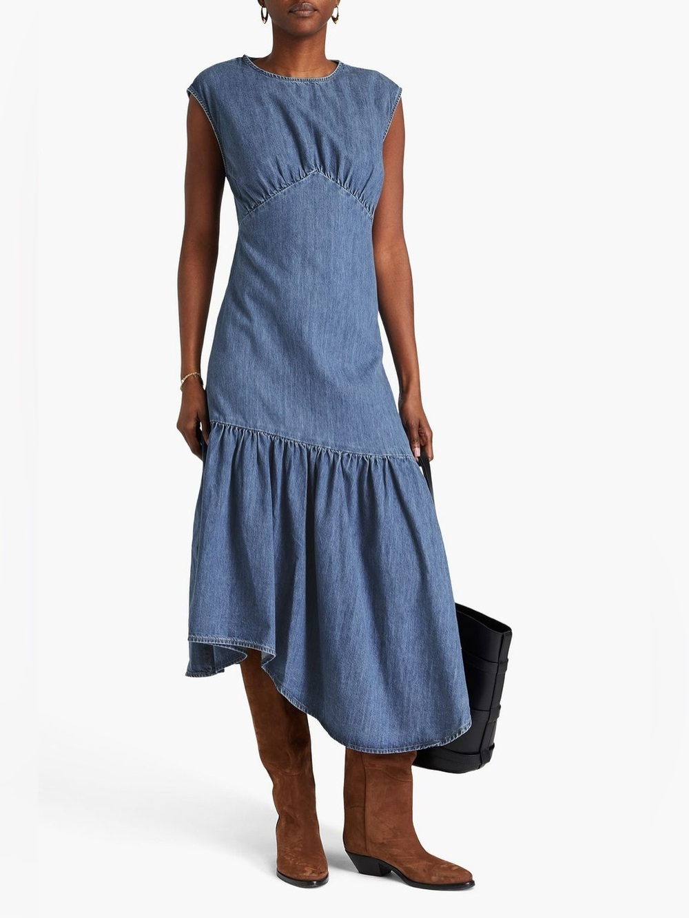 FRAME Eugenia Denim Midi Dress S NWOT Blue Sleeveless 100% Cotton